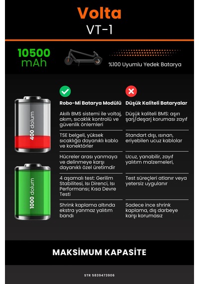 Volta VT-1 /36v 10500mAh Elektrikli Scooter Bataryası