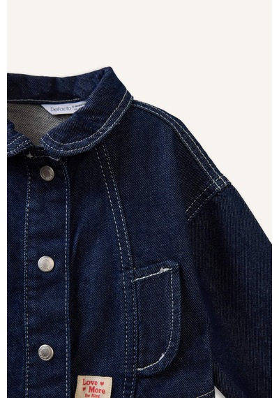 Defacto Polo Yaka Ceket Kız Bebek H2666a526smnm34 Mavi-nm34