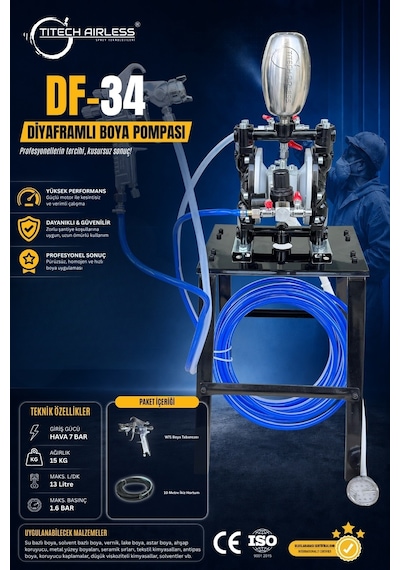 DF-34 Diyaframlı Boya Pompası-Siyah