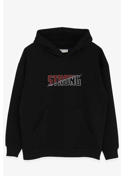 Breeze Erkek Çocuk Sweatshirt Nakışlı Yazı Baskılı 8-14 Yaş, Siyah