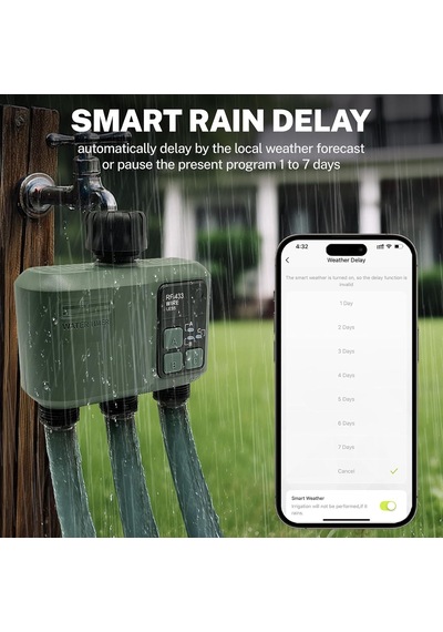 3 Çıkışlı Wifi Sulama Kontrol Ünitesi, Rf 433 Teknolojisi 500m, Bahçe Bilgisayar Sulama Zamanlayıcısı, Yağmur Gecikmeli Programlanabilir Bahçe Su Zamanlayıcısı, Otomatik Ve Manuel Sulama Modu