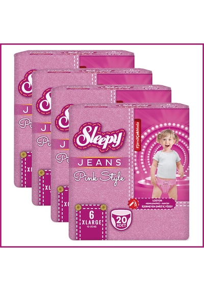 Sleepy Pink Jeans Külot Bez 6 Numara Xlarge 4 Lü Jumbo 80 Adet