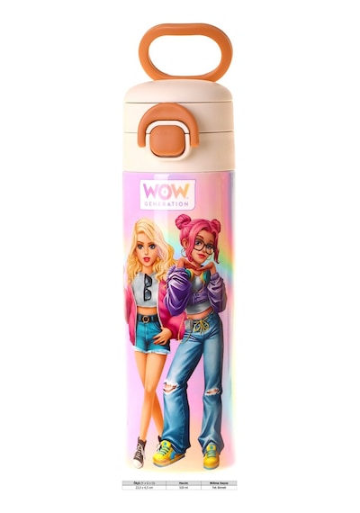 Wow Generation 520 Ml Sound Baskılı Çok Renkli Kız Çocuk Çelik Termos Matara Çift İçim Kilitli Kapak - W6067