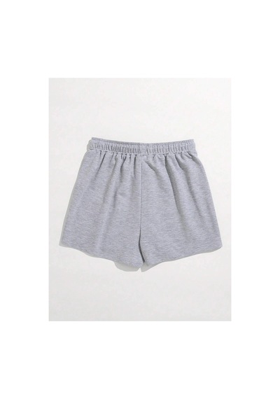 Tarzsokak Letter Graphic Drawstring Waist Track Şort Gri