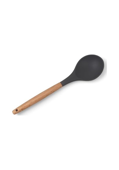 Bambu Saplı Silikon Servis Kaşığı, Bambu Uzun Silikon Servi Kaşığı 28cm 3 Renk Seçenekli, Yemeklerinizi Servis Etmek İçin Silikon Servis Kaşığı Gri Sku: Zeusb0f3vz234w