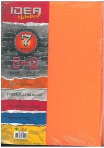 Çınar Idea 17x24 210 Yaprak 5+2 Spiralli Defter 1 Adet Turuncu