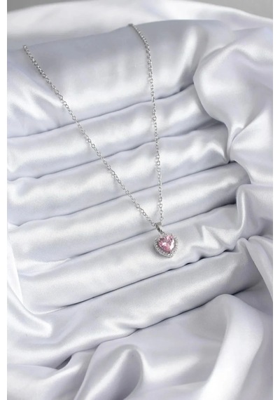 Çelik Mavi Kristal Kalp Kolye Silver Okyanusun Kalbi Pembe Çok renkli