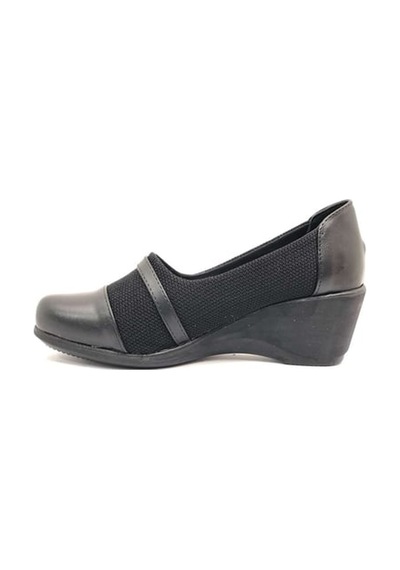 Norfix 021 Kadın Dolgu Topuklu Comfort Ayakkabı Siyah Krem