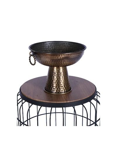 Yapay Çiçek Sitesi Metal Dekoratif Ayaklı Sunumluk Çiçeklik Küpeli Bronz 19 Cm Bronz
