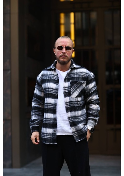 Unisex Jakarlı Oversize Siyah Gömlek Siyah