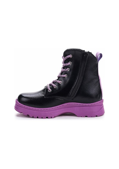 Kiko Kids Termo Taban Kız Çocuk Bot 610 Çatlak Siyah - Lila