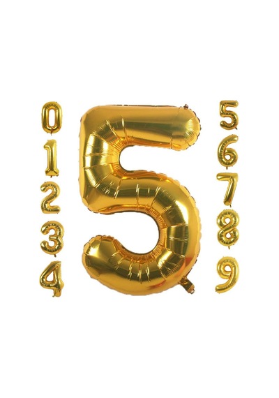 5 Beş Rakam Gold Folyo Balon 32 34 Inc 82 Cm