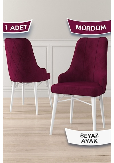 Canisa Concept Neta Serisi, 1.sınıf Babyface Kumaş Mürdüm Sandalye, Beyaz Gürgen Ayak Sandalye Mürdüm Ayakları Beyaz