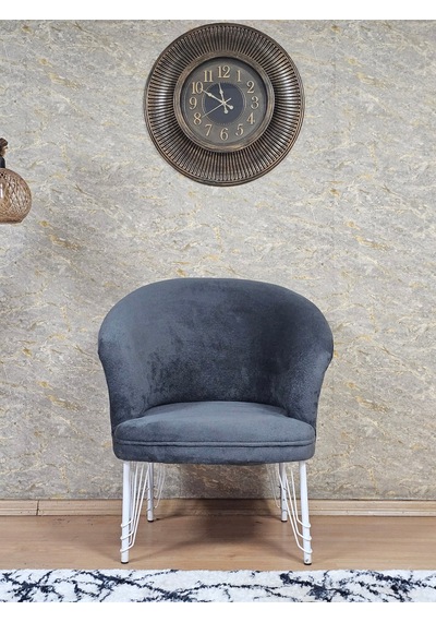 Zafir Tekli Teddy Beyaz Boyalı Telli Ayak Çay Seti Koltuk Tekli Berjer , Balkon, Salon, Ofis Füme