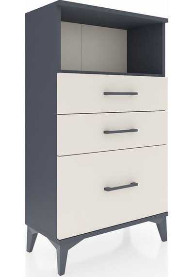 Arges Komodin Tek Raflı 3 Çekmeceli 60x30x106 Antrasit-aytaşı Antrasit