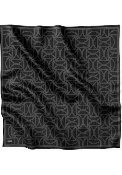 BELLİ Geometrik Desen İpek Twill Eşarp 4221d01 Siyah
