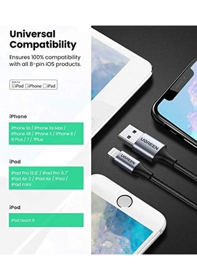 Lightning İphone Örgülü Data Ve Şarj Kablosu Beyaz 1 Metre