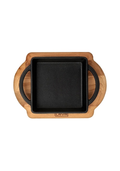 Lava Sahan Kare Siyah Mat Ahşap Stand 12 X 12 Cm Eco Gümüş