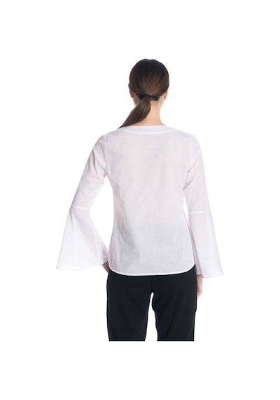 Bulalgiy Kadın Beyaz Kolları Volan Bluz - Bga183457 Beyaz
