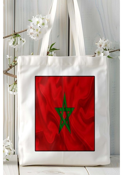 Art Hediye Fas Morocco Bayrak Baskılı Omuz Çanta Kişiye Özel Model Çok Renkli