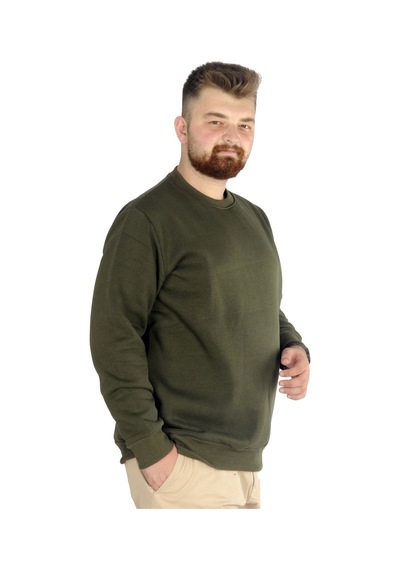Mode Xl Erkek Sweatshirt Bisiklet Yaka Basic 20131 Haki 001