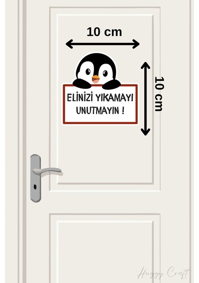 Sevimli Pengu Sticker Ellerinizi Yıkamayı Unutmayın Etiketi Standart