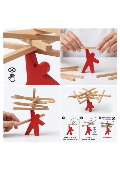 Ahşap Denge Oyunu Denge Çubukları Çocuk Eğlenceli Grup Oyunu Montessori Oyuncak