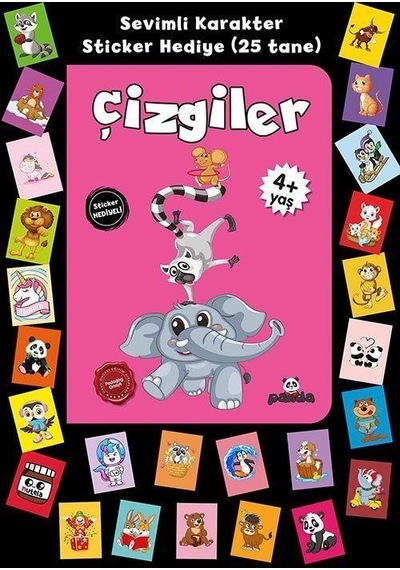 Çizgiler - Stickerlı 4+ Yaş - Afife Çoruk - Panda