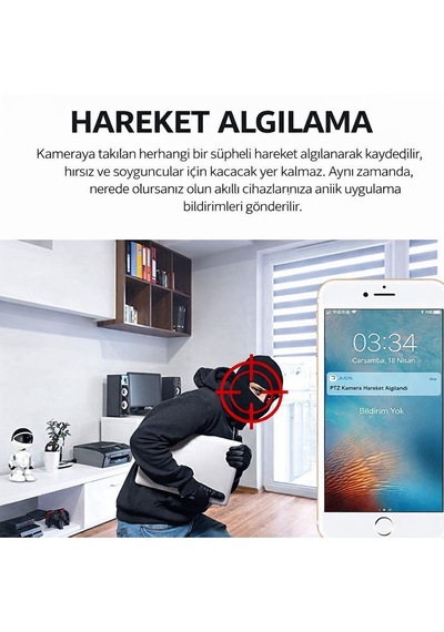 1080p Akıllı Robot Kamera Wifi Güvenlik Kamerası 360 Dönebilen Gece Görüşlü Sesli İzleme