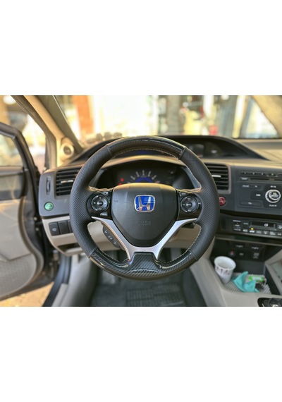 Honda Civic Fb7 Araca Özel Dikmeli Direksiyon Kılıfı Kristal Kar Siyah