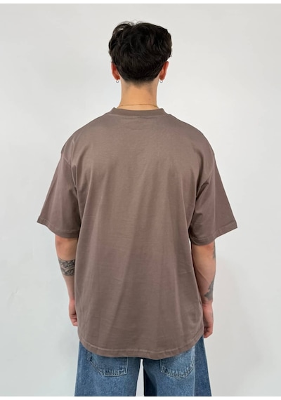 Zaee Nomad Nakışlı Premium Oversize Tişört Kahverengi