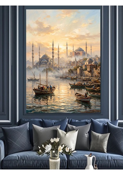 Sisli İstanbul Boğazı Manzarası Dekoratif Kanvas - Mdf Ahşap Tablo