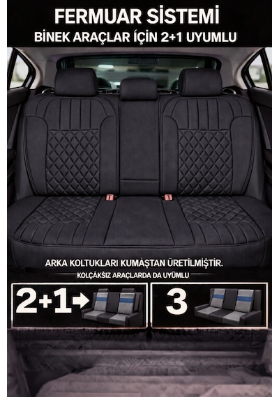 Dacia Logan 2004 Ve Sonrası Uyumlu Zerafet Serisi Siyah 5'li Ortopedik Koltuk Minderi 17578750