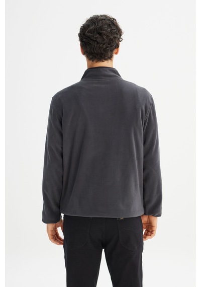 Lee Regular Fit Normal Kesim Fermuarlı Dik Yaka Polar Gri