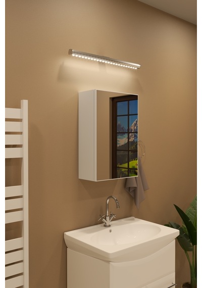Tek Kapaklı Aynalı Beyaz 60 Cm Banyo Dolabı