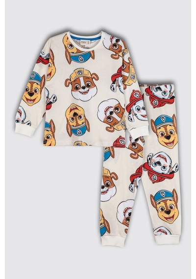 Zuzunga Mutlu Paw Patrol Desenli Pamuk Erkek Çocuk Pijama Takımı - Ekru