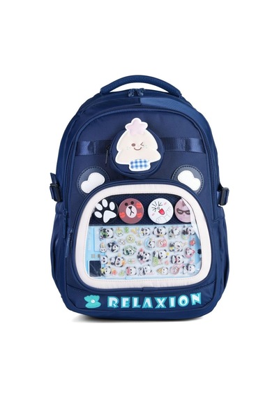 3'lü Set Çocuk İlkokul Çantası Kalemlikli Beslenme Çantalı Sırt Çantası Lila Lacivert