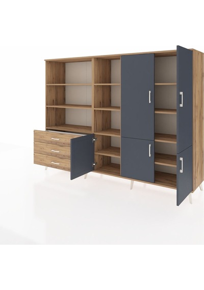 Hyperion Dolap 11 Raflı 3 Çekmeceli 5 Kapaklı 220x44x163 Çam-antr Çam-antrasit/çam Hyperion Dolap 11 Raflı 3 Çekmeceli 5 Kapaklı 220x44x163 Çam-antr Çam-antrasit/çam