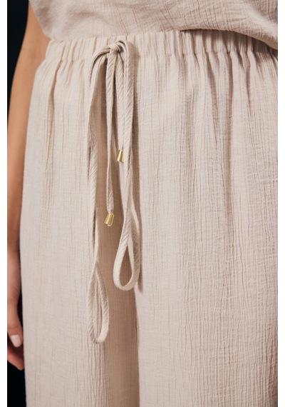 Sateen Glow Pantolon - Bej-137352
