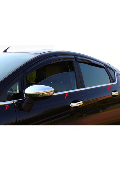 Ford Fiesta Krom Cam Çıtası Tk 2009 - 2017 8Prç Paslanmaz Çelik N11.4885