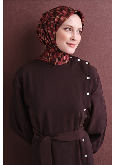 Armine Saf İpek Twill Eşarp 9623d 81 Bronz Hardal