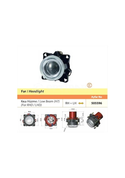 Ayf-505596 Far Kısa Huzme Ford Cargo Ym 505562-