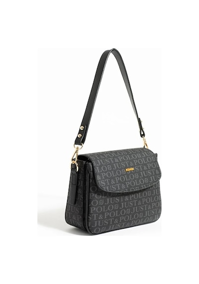 Just Polo Kadın Baskılı Ayarlanabilir Askılı Şık Ve Lüks El & Omuz Çantası Shoulder Bag Siyah