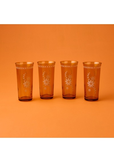 Raklee Nazenin 4'lü Meşrubat Bardağı Seti - Amber - 290 Ml Renkli