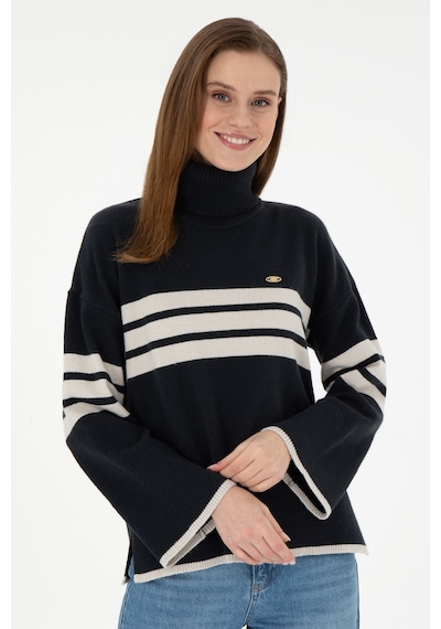 U.S. Polo Assn. Kadın Lacivert Boğazlı Kazak 50297109-VR033