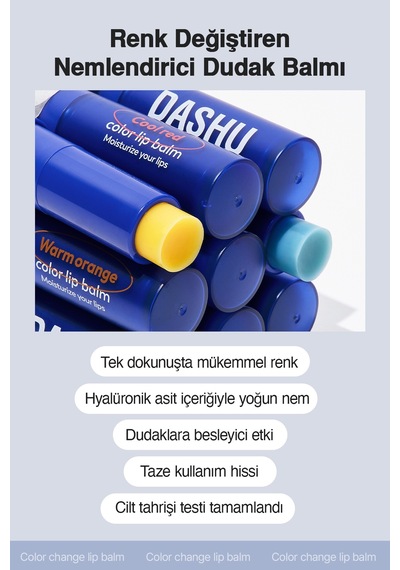 Renk Değiştiren, Hyalüronik Asitli Nemlendirici Balm Dashu Mens Color Change Lip Balm Cool Red