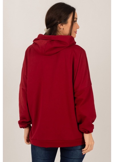 Armonika Kadın Bordo Kapüşonlu Cepli Sweatshirt Arm-21k024027