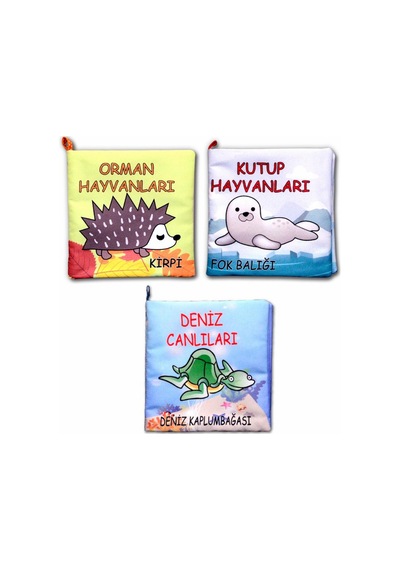 3 Kitap Tox Orman Deniz ve Kutup Hayvanları Kumaş Sessiz Kitap