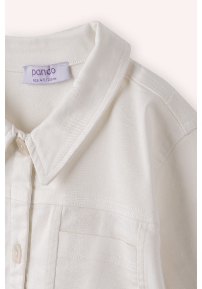 Panço Kız Bebek Ekru Crop Ceket Krem