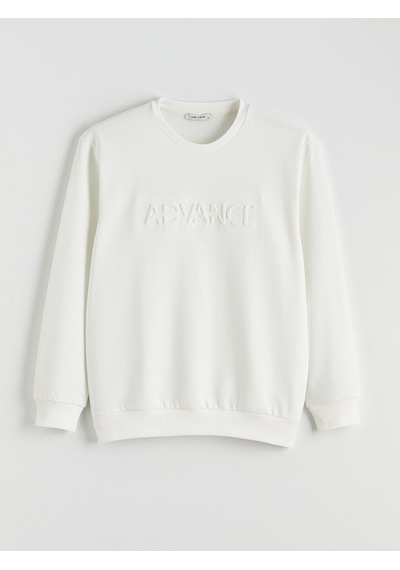Lcw Vision Beyaz Bisiklet Yaka Baskılı Erkek Sweatshirt